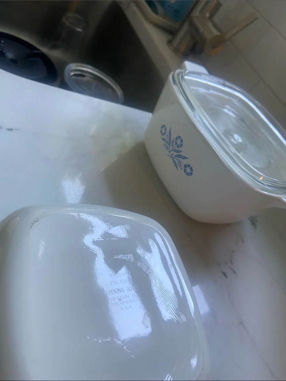 Corningware, blue flower set of two
